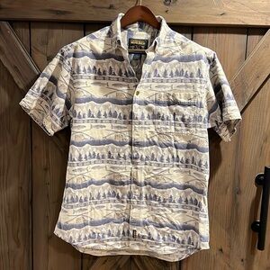 Woolrich s/s Shirt Mens Beige Flannel Fishing Outdoor Buttons See Pics for size